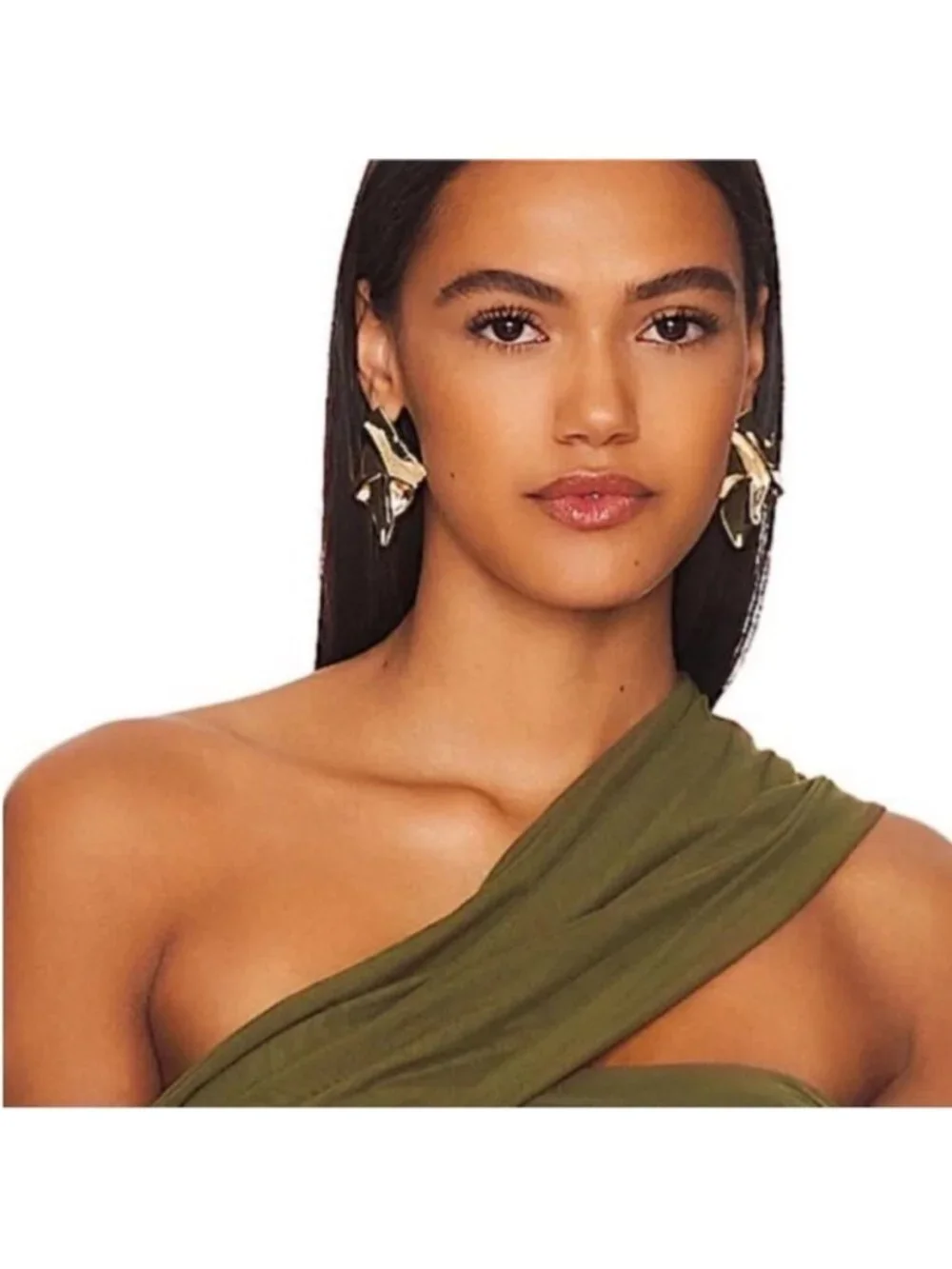 New! Anthropologie Shashi Gold Wave Statement Earrings (1015) NWOT